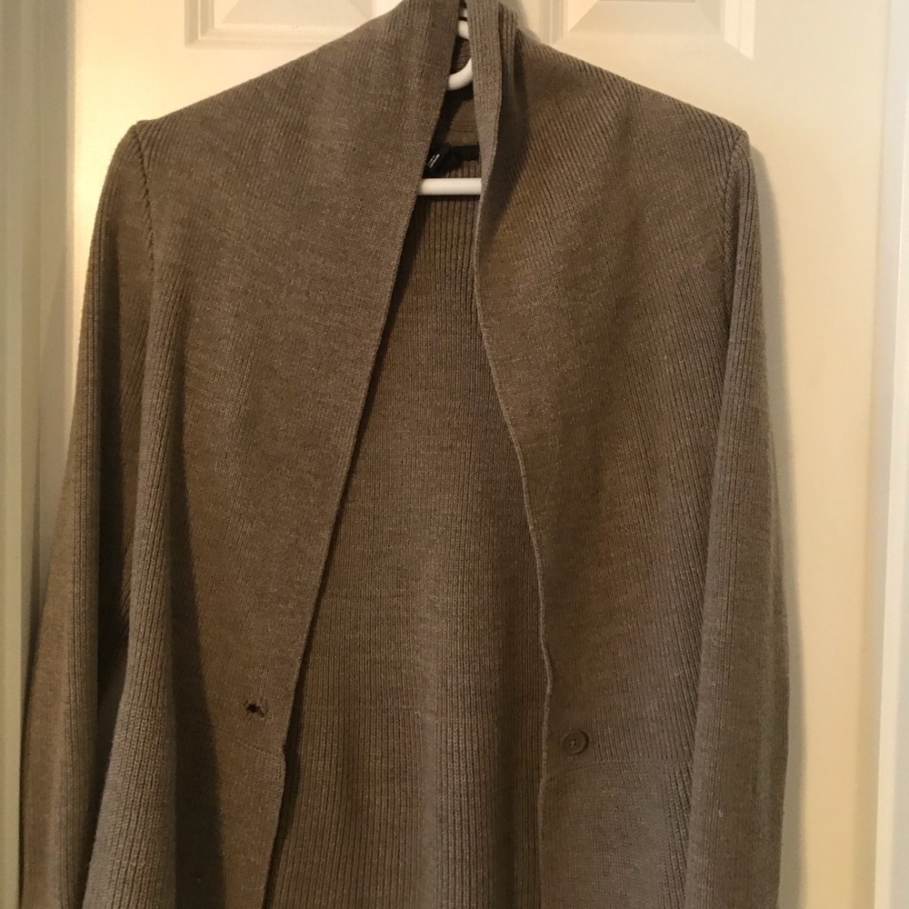 Brown, one button cardigan